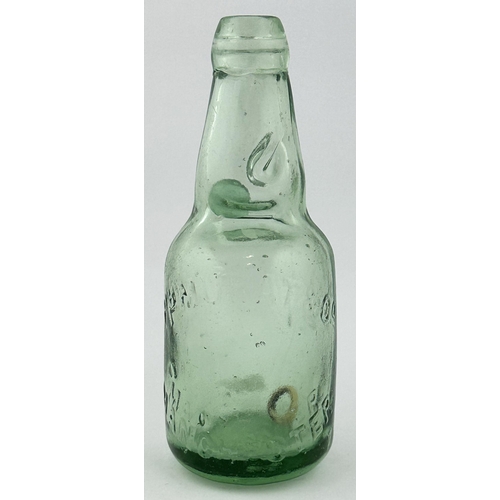 620 - MANCHESTER DUMPY CODD BOTTLE. 7.5ins tall. Aqua glass, light embossing to both sides. P H MURAT & CO... 