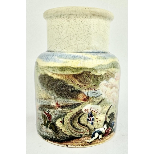 2 - PRATTWARE JAR BATTLE OF THE ALMA. (KM508 p181) 3.8ins tall. BATTLE OF THE ALMA multicoliured prattwa... 