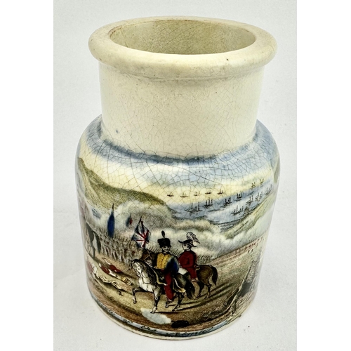 2 - PRATTWARE JAR BATTLE OF THE ALMA. (KM508 p181) 3.8ins tall. BATTLE OF THE ALMA multicoliured prattwa... 