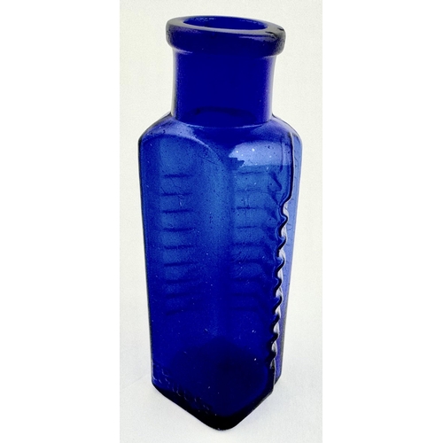 24 - ETON STAR PATENT POISON BOTTLE. DP p58. 4ins tall. Vibrant cobalt blue, square base section with thr... 