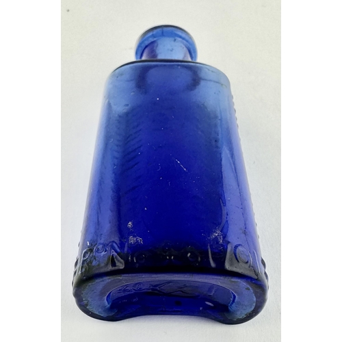 25 - FOULSTONS CRESCENT POISON BOTTLE. 3.6ins. So called due to its crescent shaped cross section. Deligh... 