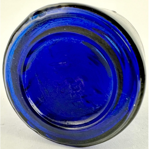 29 - KILNER BROTHERS CORBYN POISON BOTTLE. DP p68. 4.15ins to top of ground glass stopper. Strong cobalt ... 