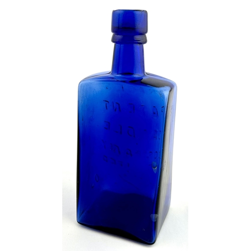 39 - PRICES PATENT CANDLE COMPANY BOTTLE. 7.4ins tall. Vivid/ bright cobalt blue glass. All time classic ... 