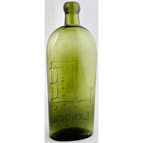 42 - WARNERS SAFE CURE LONDON BOTTLE. 9.5ins tall, pint capacity. Fabulous light apple green colour, fami... 