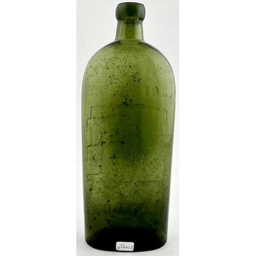 43 - WARNERS SAFE CURE LONDON BOTTLE. 9.5ins tall, pint capacity. Mid green glass, large central safe pic... 