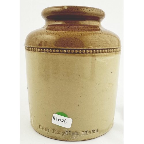 73 - YCC BRAND ONIONS PICKLE JAR. 4.5ins tall. Stoneware, t.t. wide mouth small size jar with strong flag... 