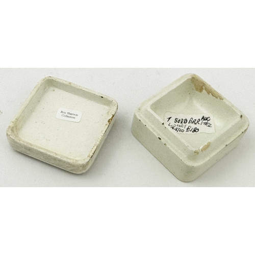 86 - POT LID. (APL pg 149, 62) 2.3ins square. Black transfer VICTORIA CHERRY TOOTH PASTE, REG No 241325, ... 