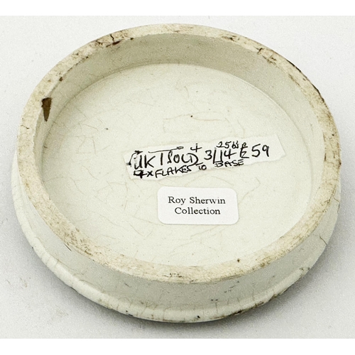 88 - LONDON POT LID. (APL pg258,71a) 2.9ins diam. Larger size with decorative border, black transfer. BOU... 