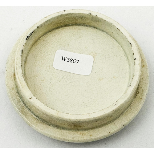 96 - WARWICKSHIRE POT LID. (APL pg 634,37) 2.5ins diam. Strong black transfer MRS WILLIAMS PURE HERBALL N... 