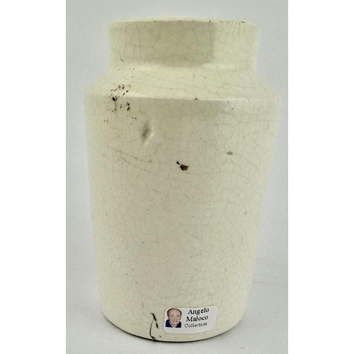 130 - EDINBURGH & LOCKERBIE CREAM POT 4.1ins tall. Bright white pot with strong, ornate, black transfer, l... 