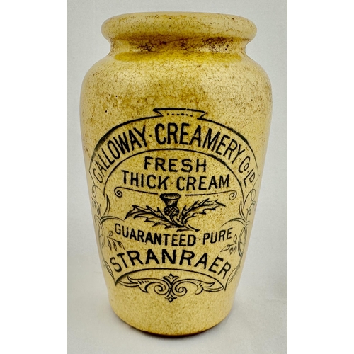 133 - GALLOWAY CREAMERY STRANRAER CREAM POT. 4.6ins tall. An unusual creamy bodied example of this well kn... 