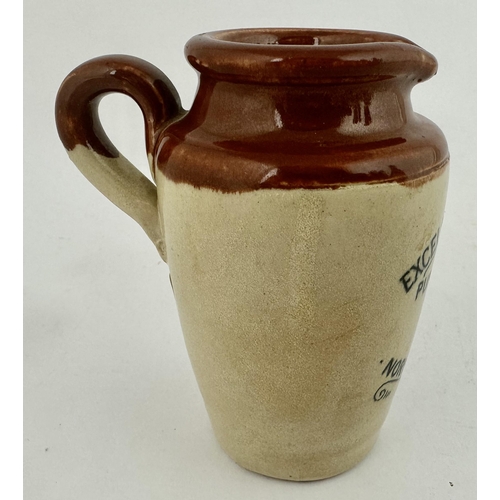 135 - LINCOLN EXCELSIOR DAIRY CREAM POT. 4ins tall. T.t. - red brown top, lower off white, rear handle, po... 