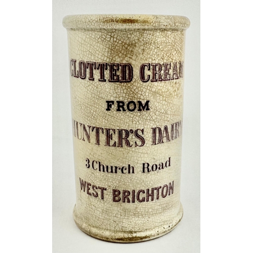 137 - WEST BRIGHTON HUNTERS DAIRY CREAM POT CYLINDER. 4.8ins tall. An extremely rare East Sussex mauce pri... 