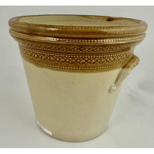 148 - KINROSS, JAMES FENTON/ GROCER & WINE MERCHANT, 2LB BUTTER CROCK. 5.7ins. T.t., twin handled crock wi... 