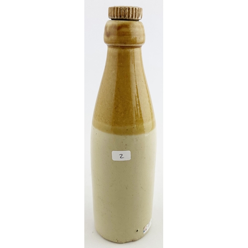 157 - S CARMICHAEL PORTOBELLO GINGER BEER. 9.1ins tall. Ch., t.t., screw top (intact pottery stopper). A p... 