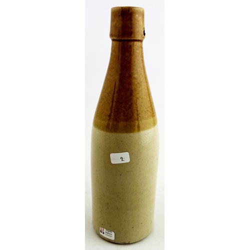 159 - PETRIES LEITH GINGER BEER BOTTLE. 8.9ins tall. Ch., t.t., swing stopper side lugs. Strong, crisp orn... 