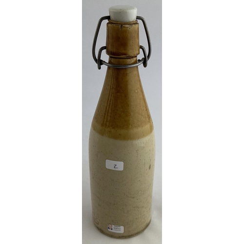 161 - WM CURRIE LEITH GINGER BEER BOTTLE. 9.4ins tall. Ch., t.t., swing stopper (intact, flake on left). D... 