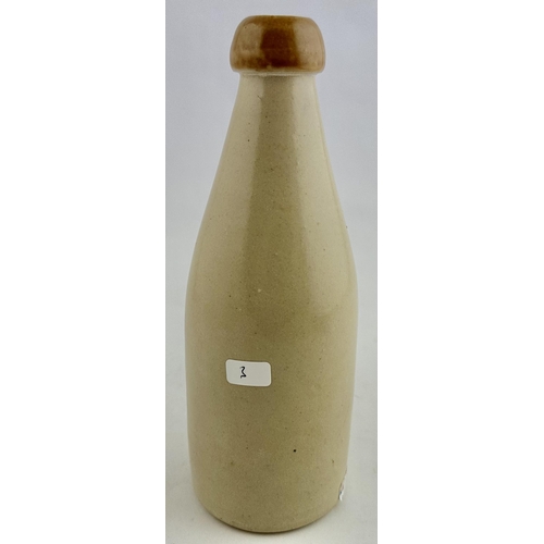 165 - HESLOP & SON PETERHEAD GINGER BEER BOTTLE. 8.1ins tall. Ch., tan blob, cork, lip, lower off white. A... 