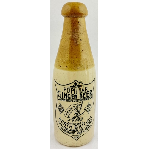 166 - NORTH BRITISH ABERDEEN GINGER BEER BOTTLE. 8ins tall. Ch., t.t., chunky cork blob top. Front kiln to... 