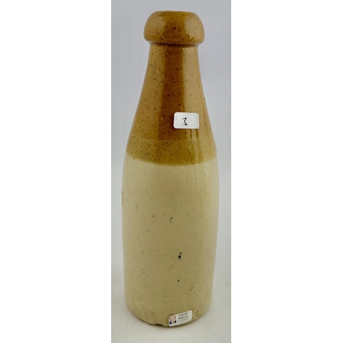 166 - NORTH BRITISH ABERDEEN GINGER BEER BOTTLE. 8ins tall. Ch., t.t., chunky cork blob top. Front kiln to... 