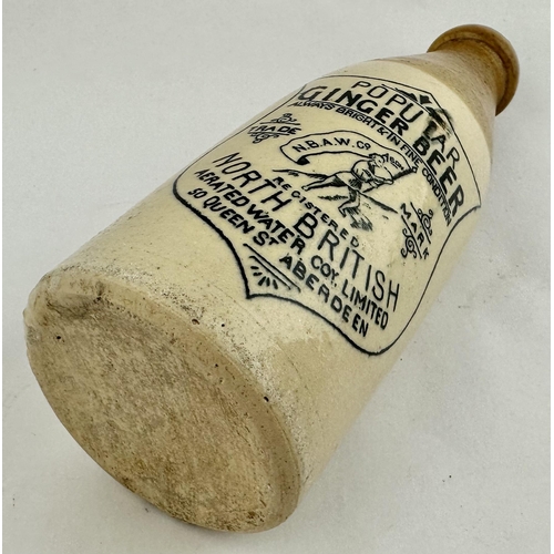 166 - NORTH BRITISH ABERDEEN GINGER BEER BOTTLE. 8ins tall. Ch., t.t., chunky cork blob top. Front kiln to... 