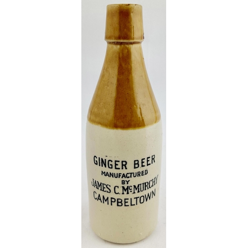 167 - JAMES C Mc MURCHY CAMPBELTOWN GINGER BEER BOTTLE. 8ins tall. Ch., t.t., swing stopper.Simple but wel... 