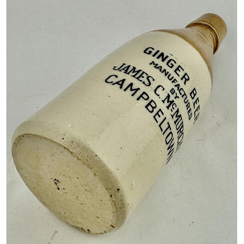 167 - JAMES C Mc MURCHY CAMPBELTOWN GINGER BEER BOTTLE. 8ins tall. Ch., t.t., swing stopper.Simple but wel... 