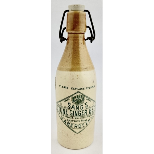 168 - SANGS ABERDEEN GINGER BEER BOTTLE. Ch., t.t., square swing stopper lip - all intact. A very strong a... 