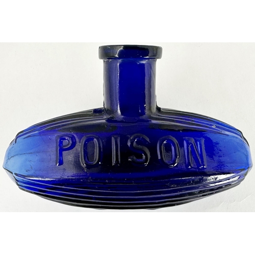 197 - SUBMARINE POISON BOTTLE. 3.9ins tall. Mid size of the famous 1899 Elias Fraser patent. Horizintal ri... 