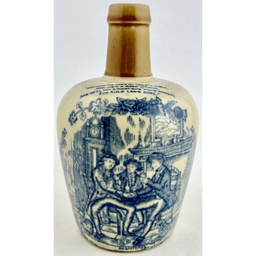 216 - AULD LANG SYNE WHISKY JUG. (WG p14) 7.4ins tall. Off white (some body speckles) with light tan neck ... 