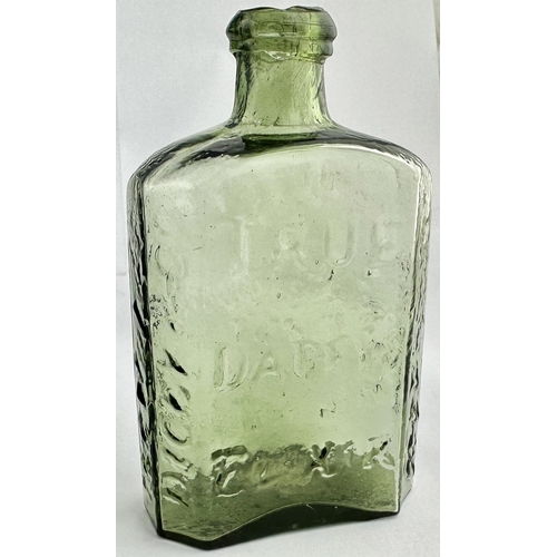 223 - TRUE DAFFYS ELIXIR. 4.5ins tall. An unusual pale green glass, thin walled with a great hand applied ... 