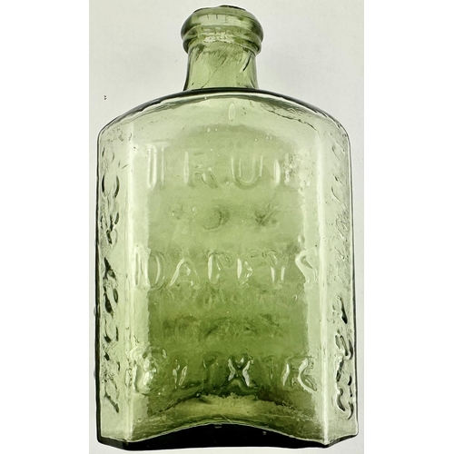 223 - TRUE DAFFYS ELIXIR. 4.5ins tall. An unusual pale green glass, thin walled with a great hand applied ... 