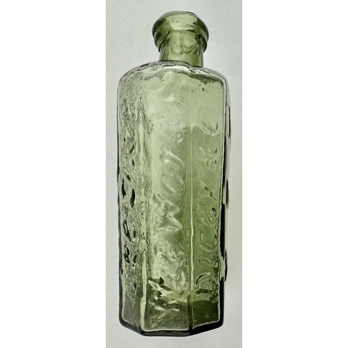 223 - TRUE DAFFYS ELIXIR. 4.5ins tall. An unusual pale green glass, thin walled with a great hand applied ... 