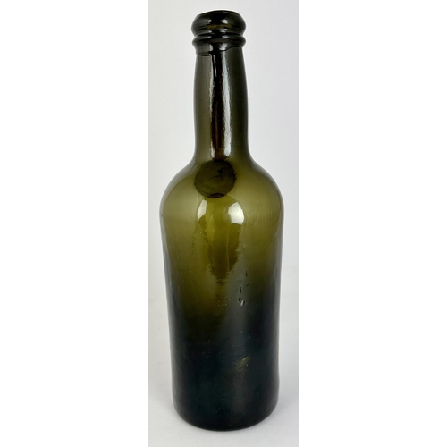 249 - MIDDLE TEMPLE SPLIT SIZE SEALED WINE BOTTLE. (David Burton p1200). 8.8ins tall. Black/ dark green cy... 