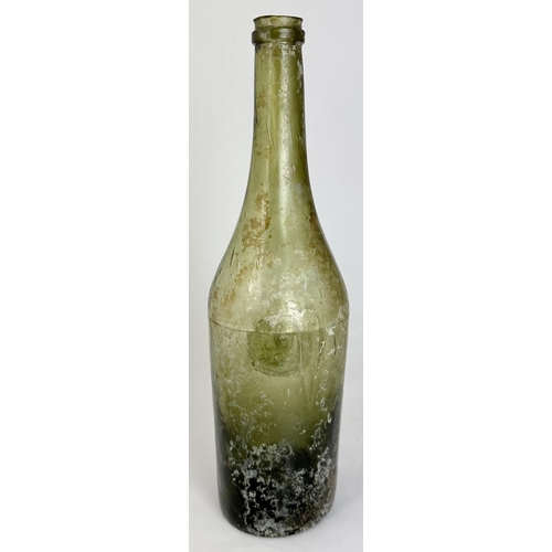 250 - ISLE OF WIGHT SEALED WINE BOTTLE. 12ins tall. mid to light green glass, thre part mould, elegant cha... 