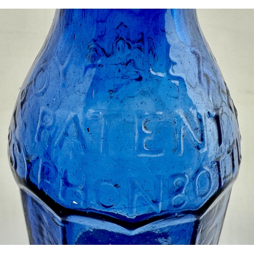 83 - BLACKWOOD LETTERS PATENT SYPHON INK BOTTLE. 5.5ins tall, c. 1870s. Mid blue with a swirl of darker b... 