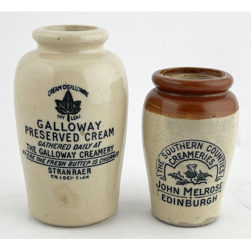 311 - SCOTTISH CREAM POT DUO. Tallest 4.75ins. All cream GALLOWAY & t. t. JOHN MELROSE. One repaired. Ange... 