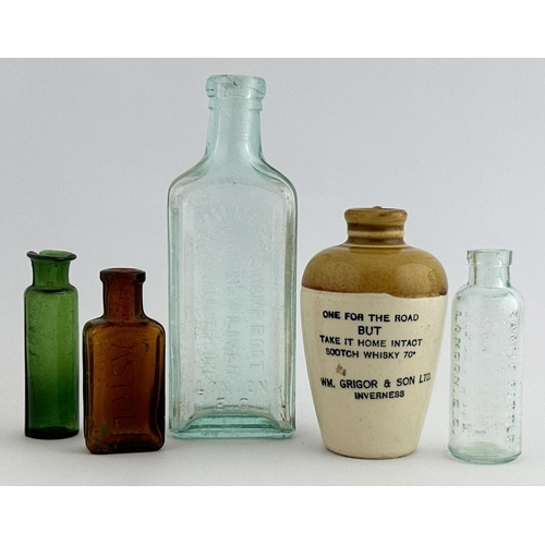 448 - GLASS MIX plus other. Tallest 5.75ins. Inc. DR KILMERS SWAP ROOT, ASTOL & DR KILMERS sample bottle p... 