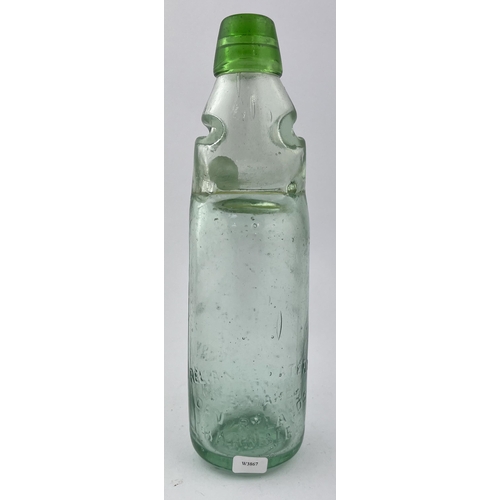 502 - LONG EATON ACME GREEN LIP PATENT CODD. BIRMINGHAM RELIANCE PATENT CODD BOTTLE. 9ins tall. Embossed H... 