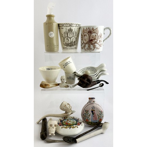 438 - ECLECTIC MIX. Tallest 4.75ins. Inc. Kitchenalia, coronation cups, pipes, spoons etc. Well worth a lo... 