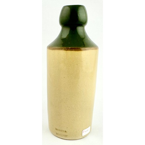 154 - W GREEN LUTON GINGER BEER BOTTLE. 7ins tall. Std, t.t. (green top), cork closure. Good strong transf... 