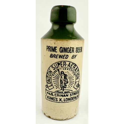 155 - KINGS X LONDON SUPER AERATED GINGER BEER BOTTLE. 6.9ibs tall. Std, t.t. (dark green top), screw lip.... 