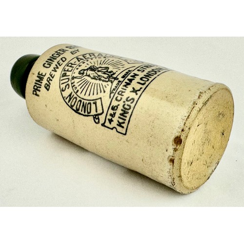 155 - KINGS X LONDON SUPER AERATED GINGER BEER BOTTLE. 6.9ibs tall. Std, t.t. (dark green top), screw lip.... 