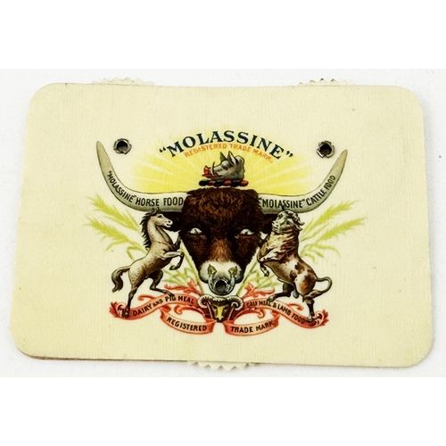 135 - MOLASSINE FARM ANIMAL FOOD WHIST COUNTER. 3.1 x 2.2ins. An extraordinary, & rare, farm related promo... 