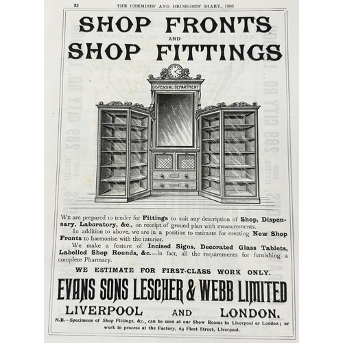 15 - CHEMISTS & DRUGGISTS 1905 DIARY. 8.3 x 11ins hardback 1905. 620+ pages - advertisements, buyers guid... 