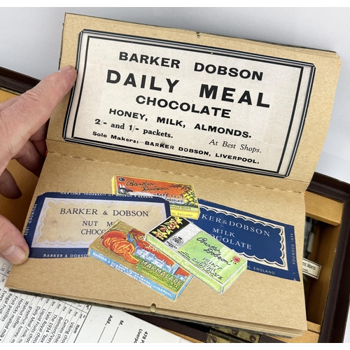 65 - BARKER & DOBSON TRADESMANS TRAVELLING CONFECTIONERS SAMPLE CASE. Actual case 15.3 x 5.7 x 3.7inswith... 