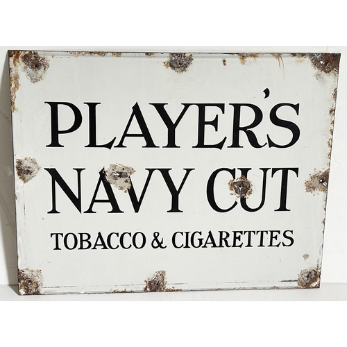 8 - PLAYERS NAVY CUT ENAMEL SIGN. 20.8 x 6is. Double sided enamel, simple black letters on white. Rust &... 