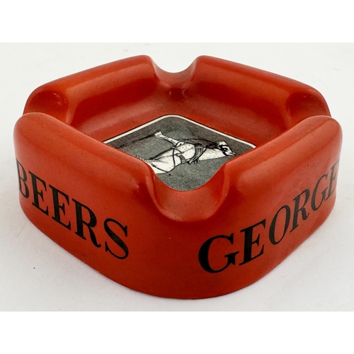 91 - GEORGES BEERS ASHTRAY. 4.15ins square. Red orange body, lettering and large suited shire horse as on... 