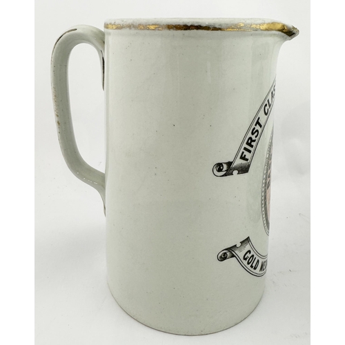 98 - BASS & CO PALE ALE PUB JUG. 7.7ins tall. Rear handle. This variant records medals won in London 1863... 