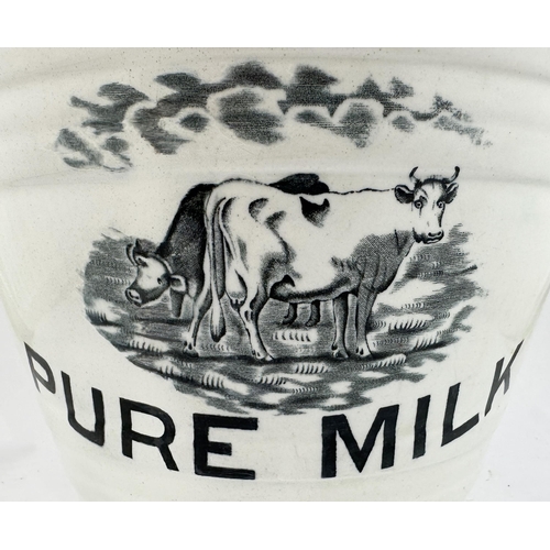 146 - PURE MILK SHOP COUNTER PAIL. 9.25ins tall. Classic kichenalia item, top section restored (to a high ... 